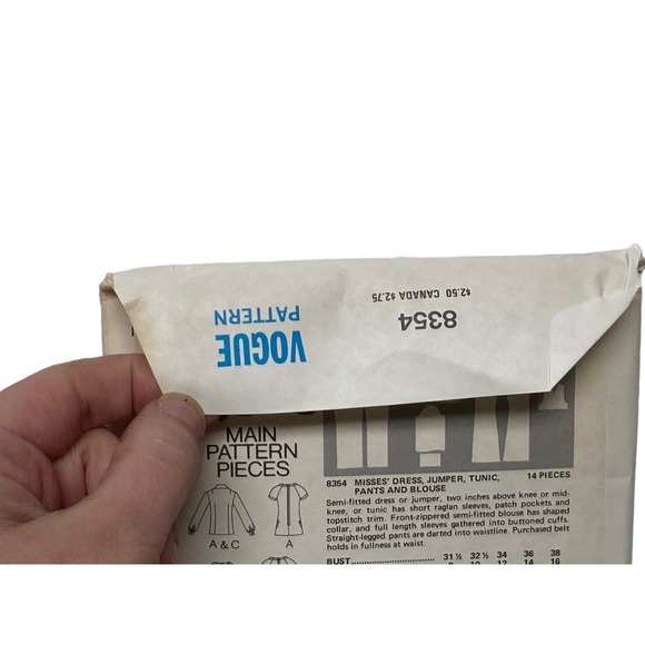 Vogue 8354 Misses Semi Fitted Dress Jumper Tunic Blouse Pants Sewing Pattern 12 - Picture 6 of 6